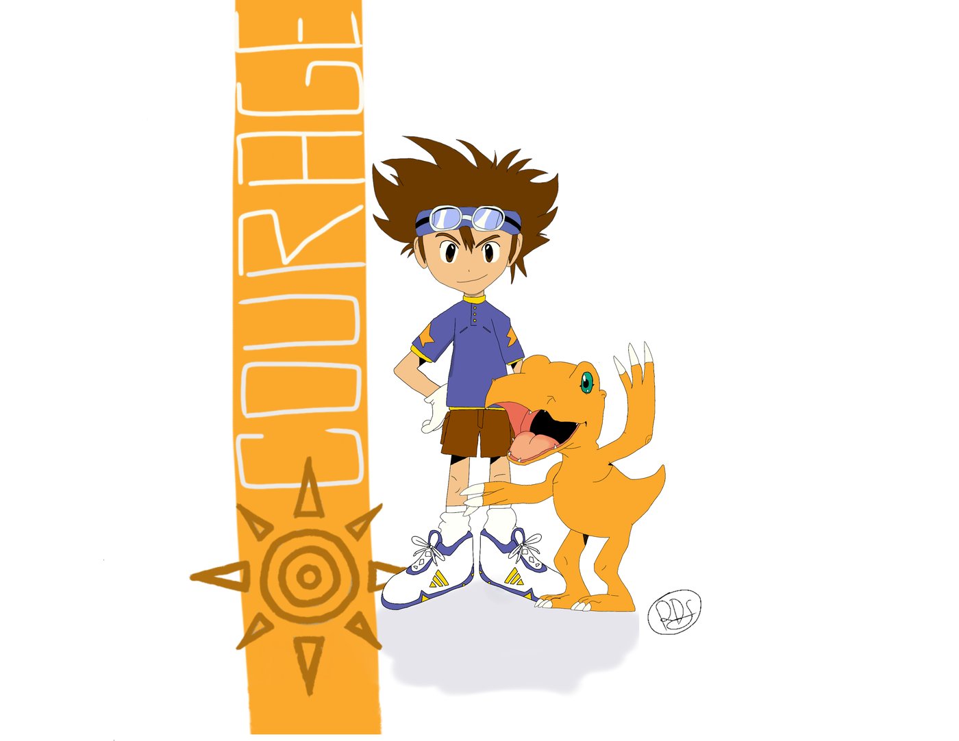 Digimon fan art, Tai and Agumon